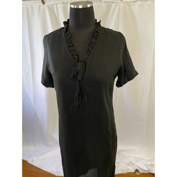 Vintage 1960s Black Mad Men Wiggle Dress with Ruffle Neck & Bow – ILGWU - Picture 10 of 15